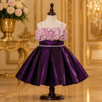 Wine Red with Blush Pink Ruffle Party Dress party wear dress for girls - Luxaura Kidswear